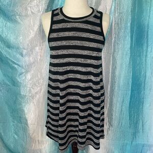 Black & grey  striped sleeves dress T-shirt dress